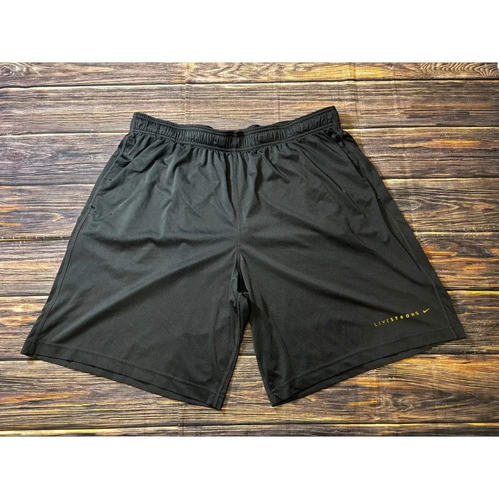 Nike Livestrong Shorts Mens 2XL Gray Dri-FIT Athletic Gym Running Active